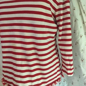 Talbots white with red stripe top size large